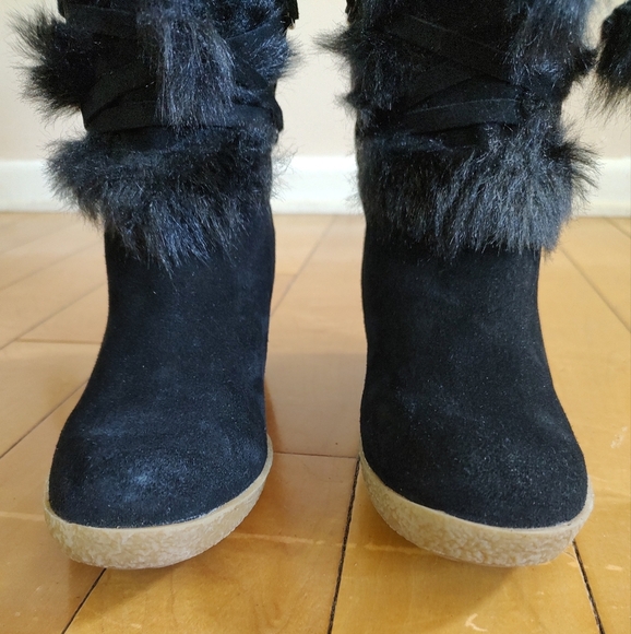 Michael Kors Navy Winter Boots with Wedge Heel and Lacing - Picture 2 of 13